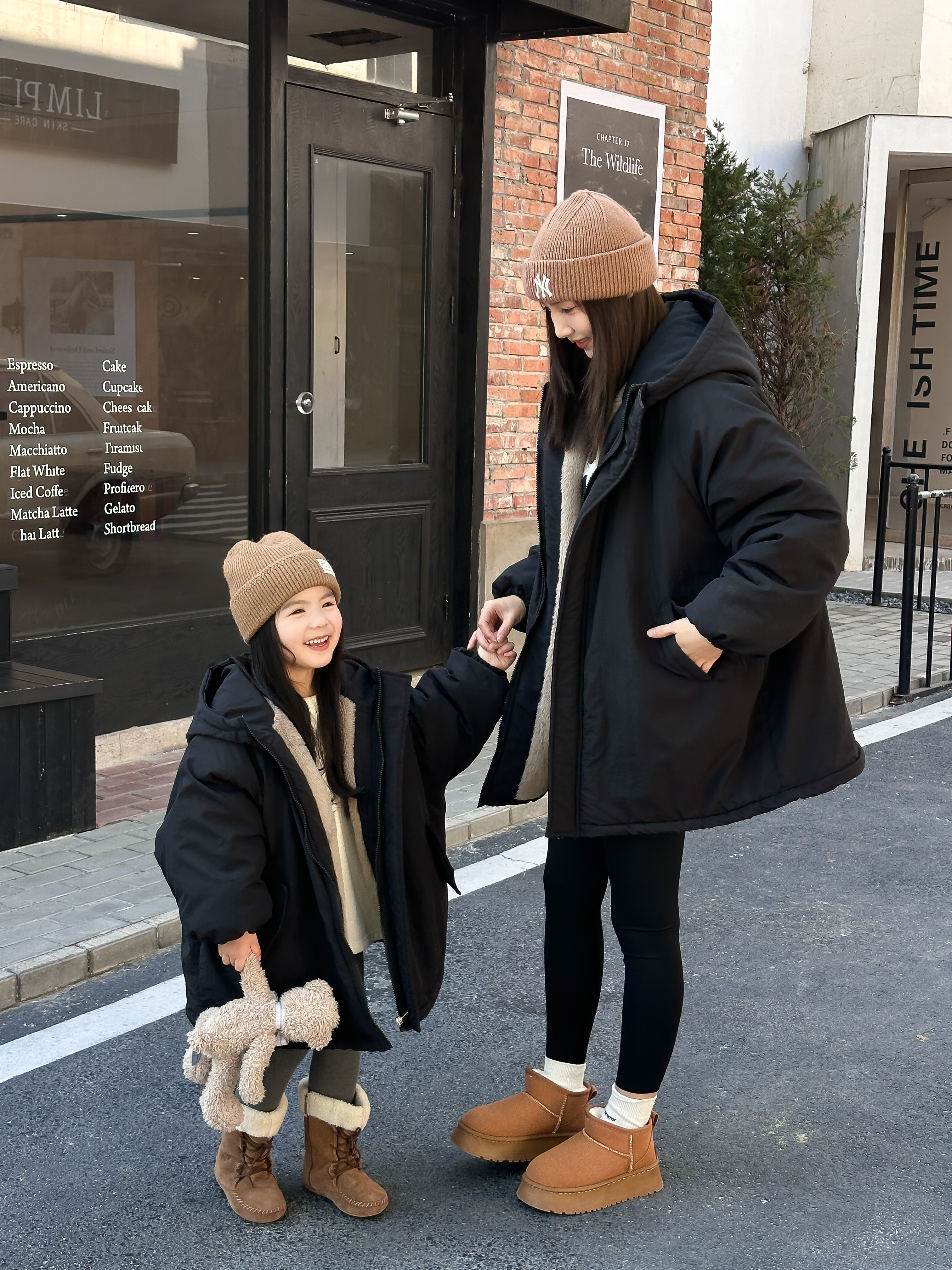 {现货1}2025男女冬季新款加绒派克服亲子装加厚连帽中长款棉服