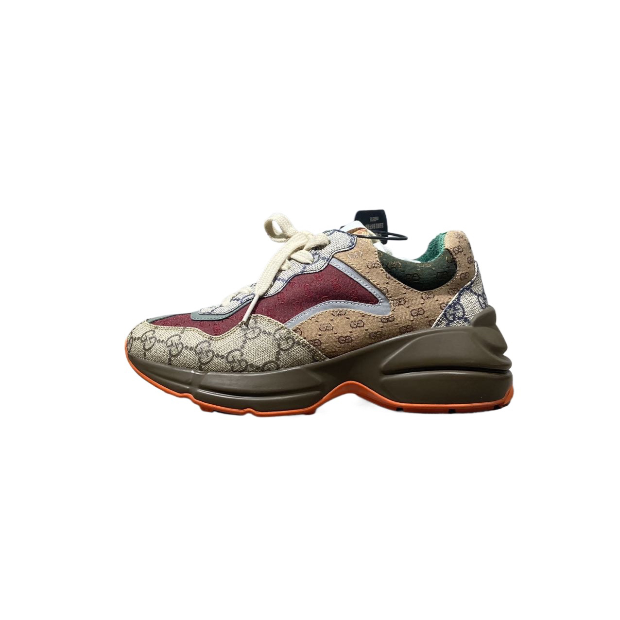 95新 GUCCI/古驰 36码棕色拼接满印老花老爹鞋 97新 re9318