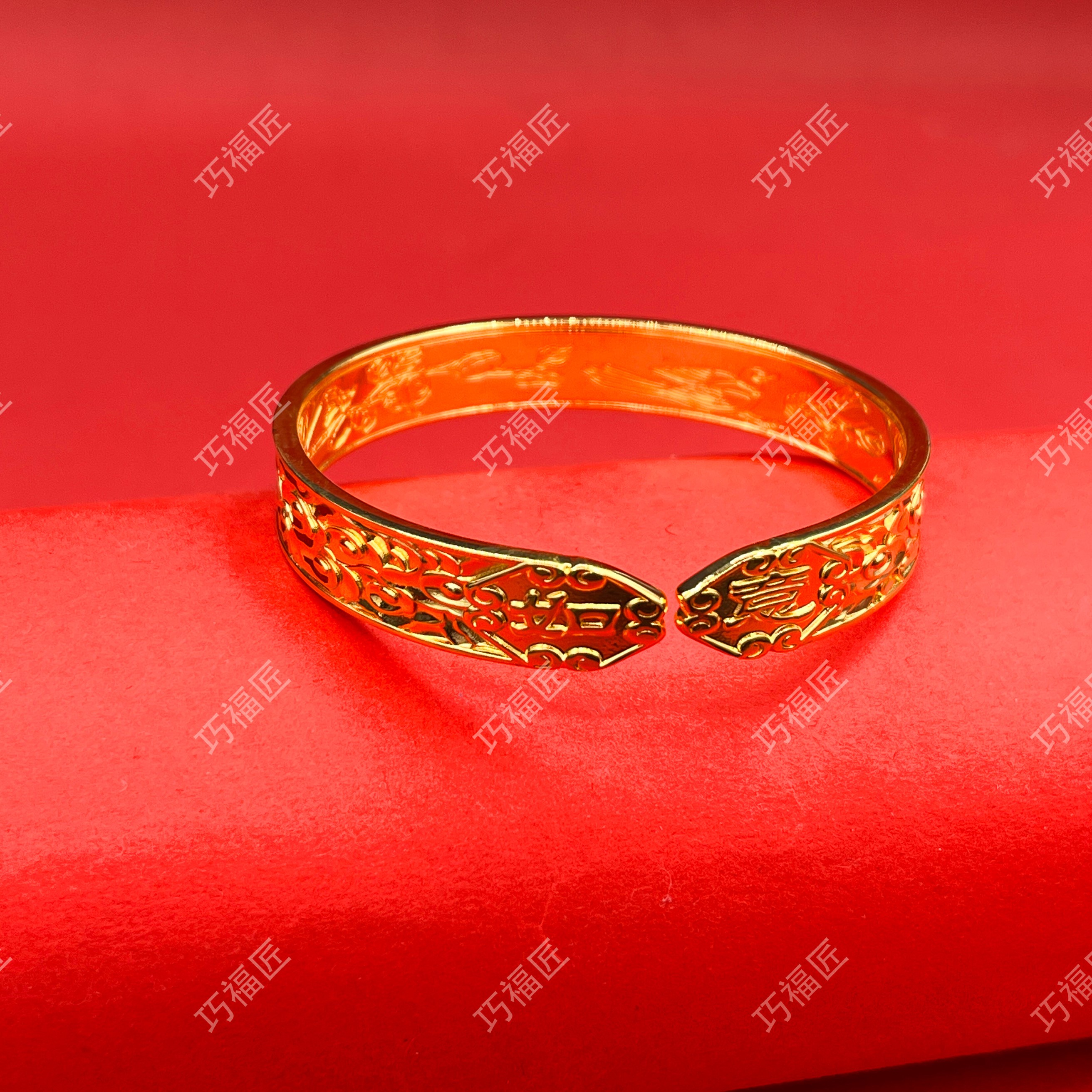 足银手镯 如意手镯开口 气质时尚复古潮流轻奢百搭