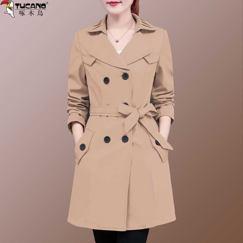 【官方品牌】啄木鳥风衣长袖春秋季2025年新款时尚中长款显瘦外套