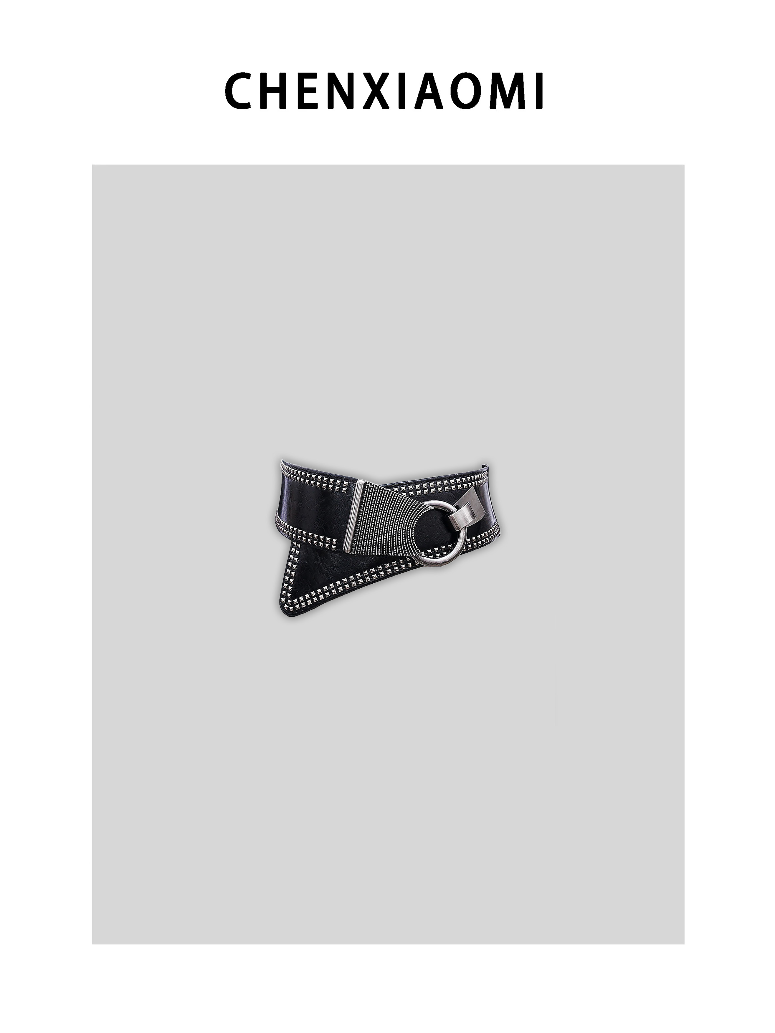 【蜜蜜家】欧美风柳钉腰封束腰复古弹力装饰宽腰带