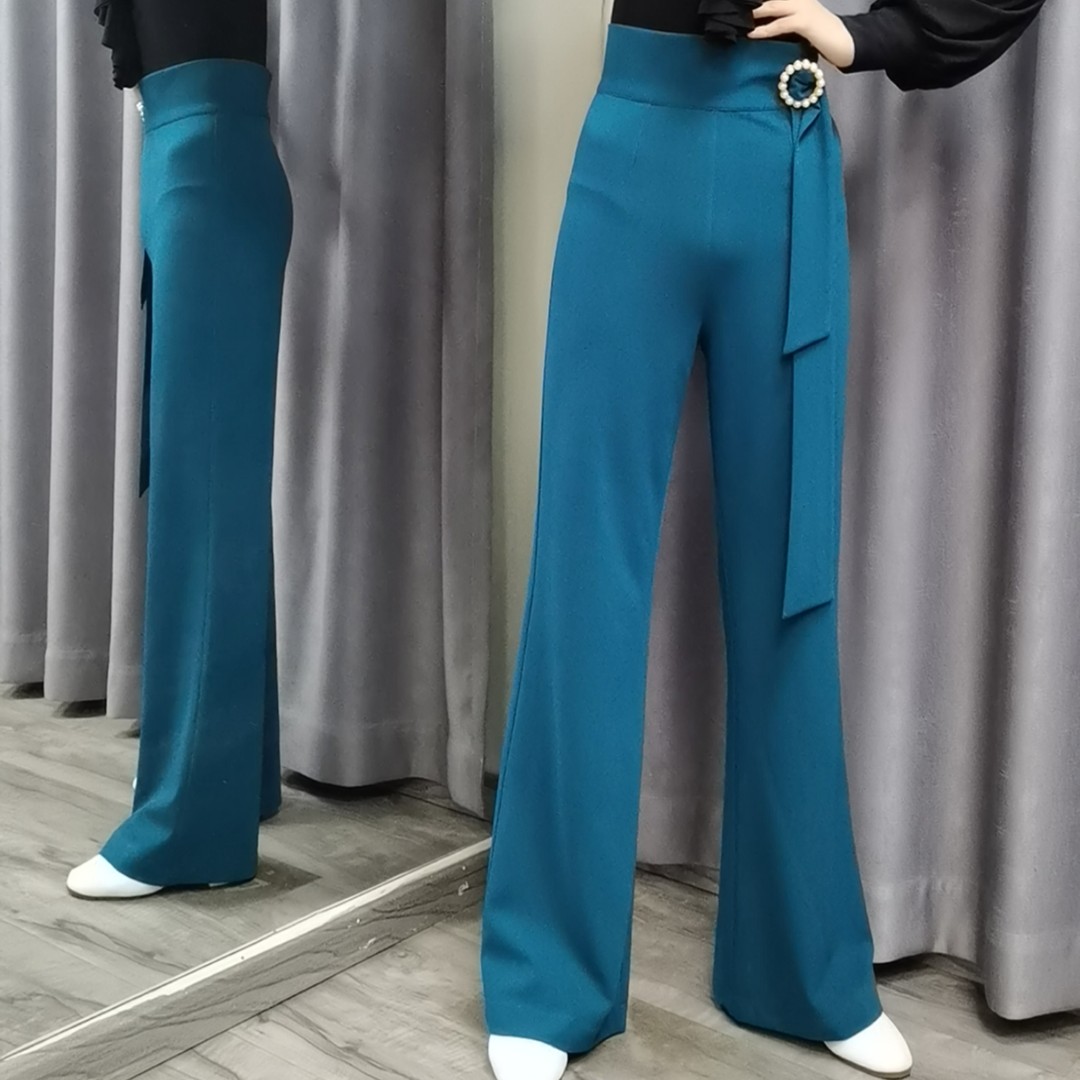 【浩婷雪娟】单飘带圆卡扣微喇裤（裤脚9寸5）