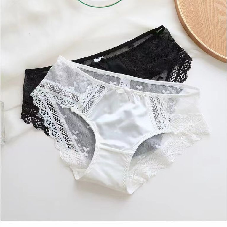 时尚性感又唯美舒适性感蕾丝裤女冰丝缎面网纱透明低腰诱惑三角裤