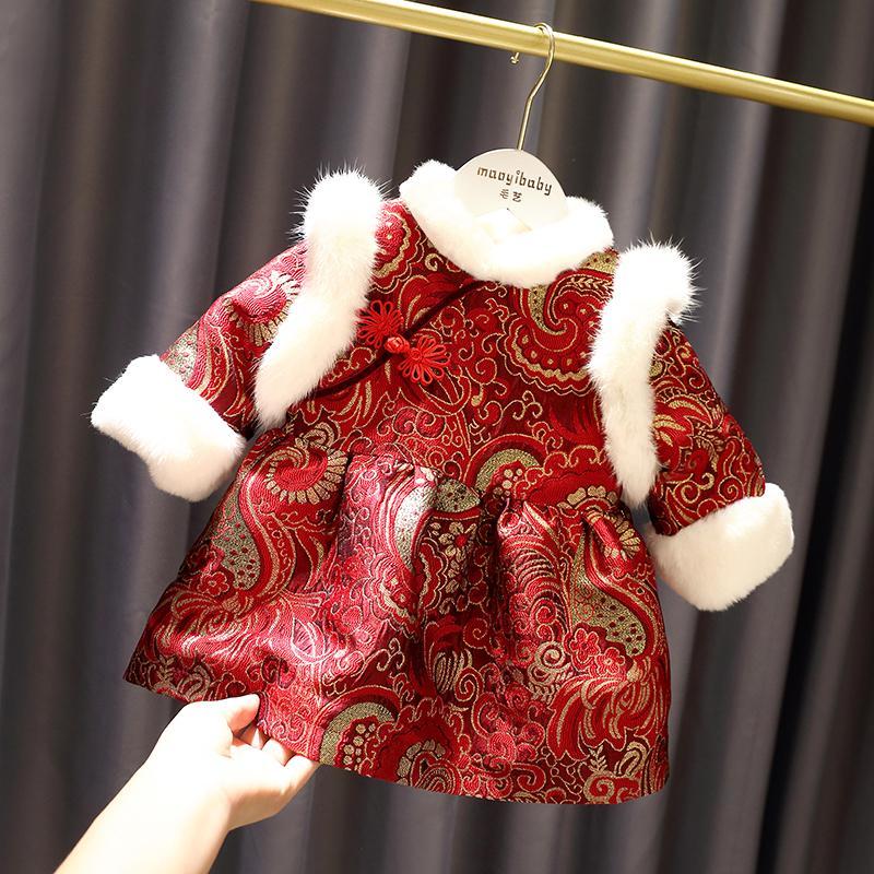 女宝宝拜年服冬装儿童中国风唐装婴儿周岁过年棉衣新年装女童旗袍
