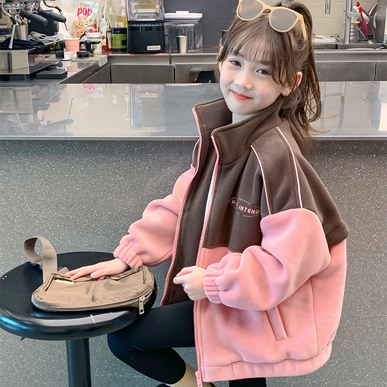 女童外套秋冬款2023新款童装儿童加绒冬装上衣小女孩加厚冬季衣服