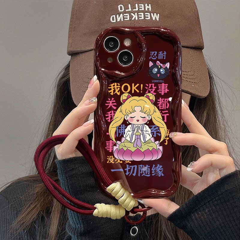 魔法少女佛系适用华为oppo小米vivo荣耀苹果15手机壳11挂绳13软壳