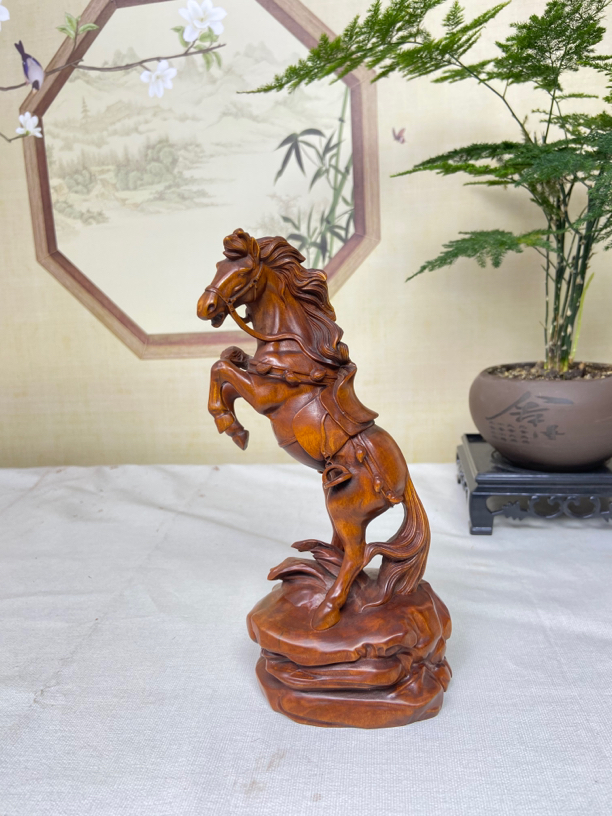 小叶黄杨木仿古做旧（立马成功）马到成功办摆件家居装饰复古怀旧工