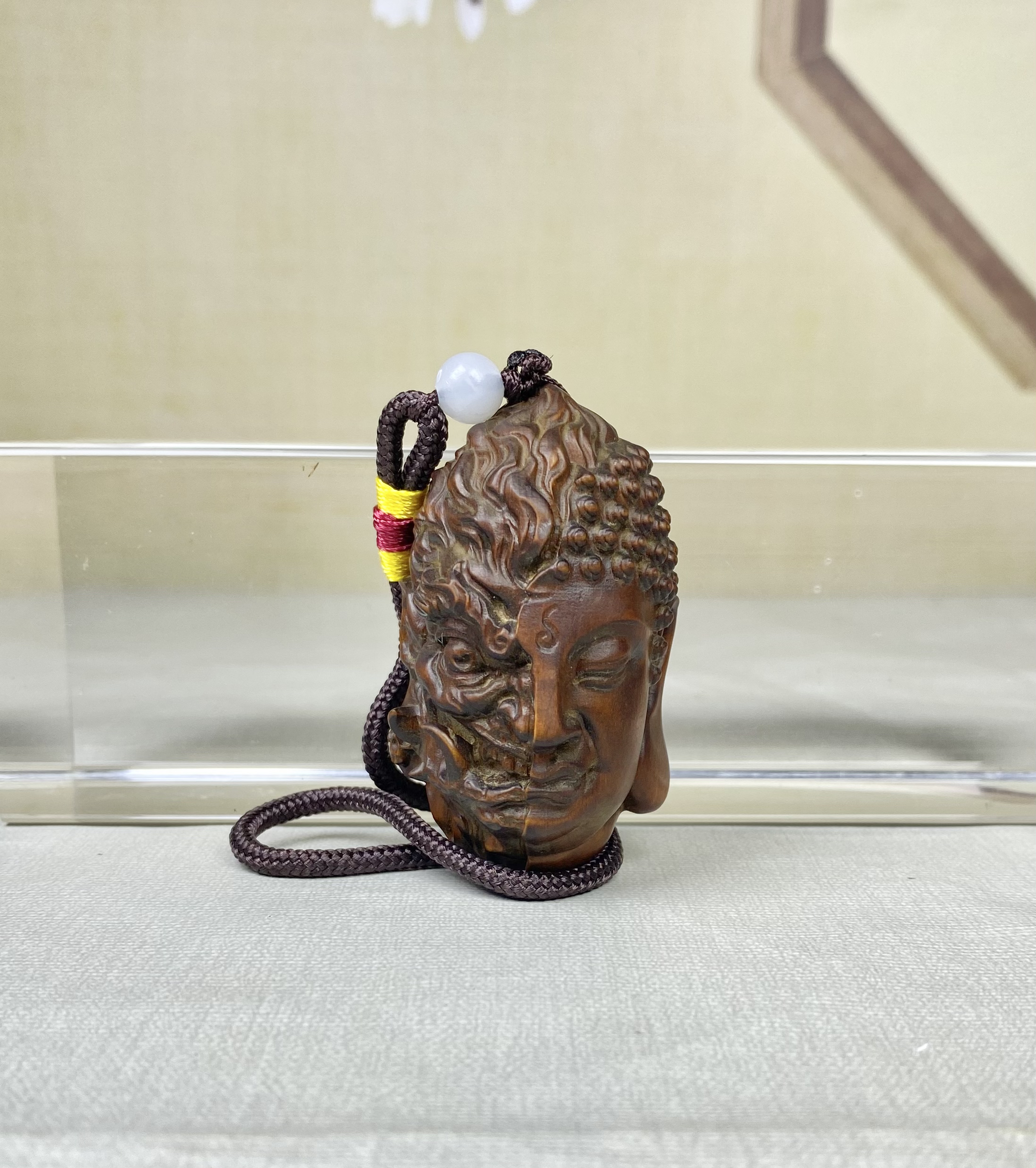 小叶黄杨木仿古做旧（一念之间）一念成魔一念成佛挂件车手把件工艺