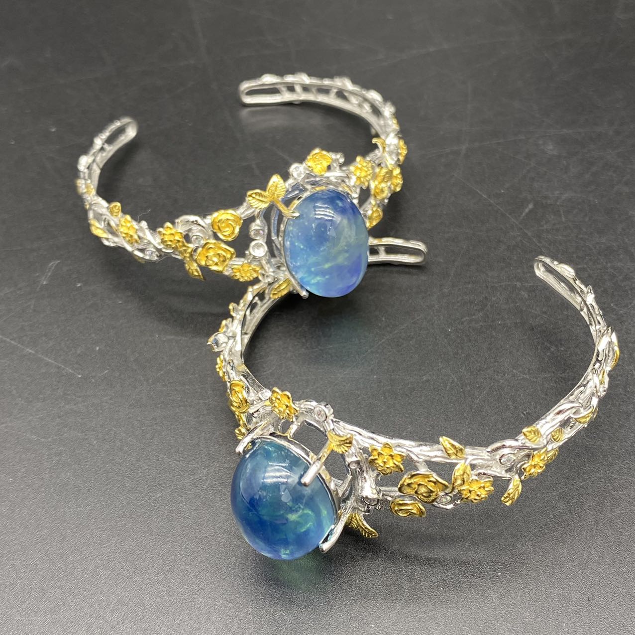 海蓝宝石（处理）【初见珠宝】海蓝宝手镯7-1C55X9【多样性发一件】