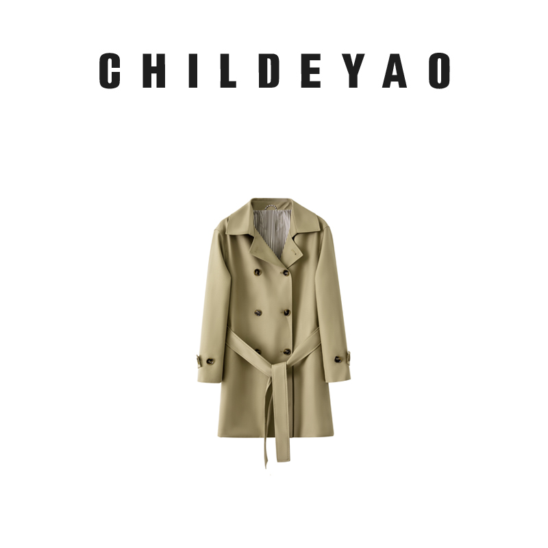 Childe Yao【雾都之恋】双排扣短款风衣女英伦轻奢系带外套1015