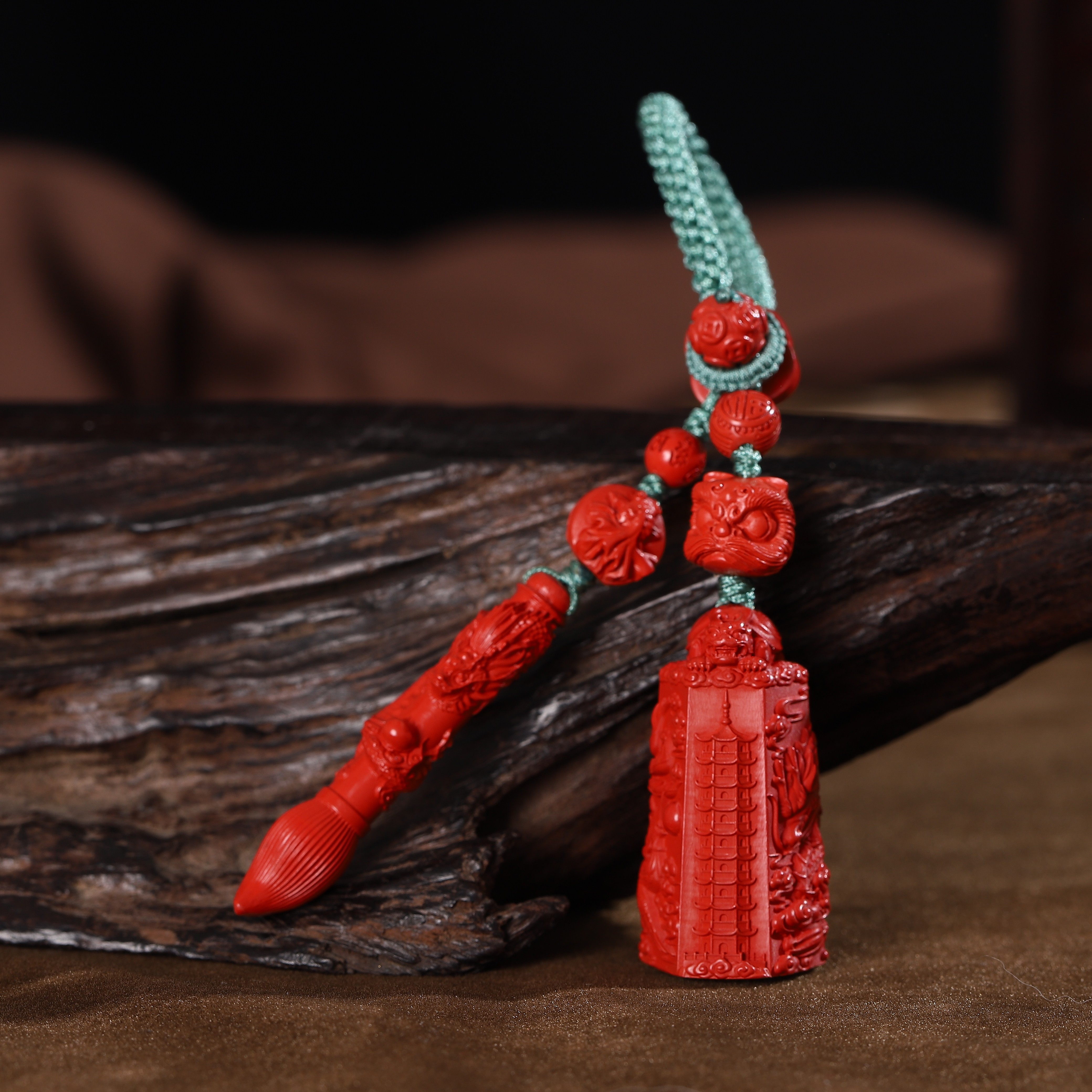 含辰砂工艺品高含量朱砂红砂钥匙扣书包挂坠