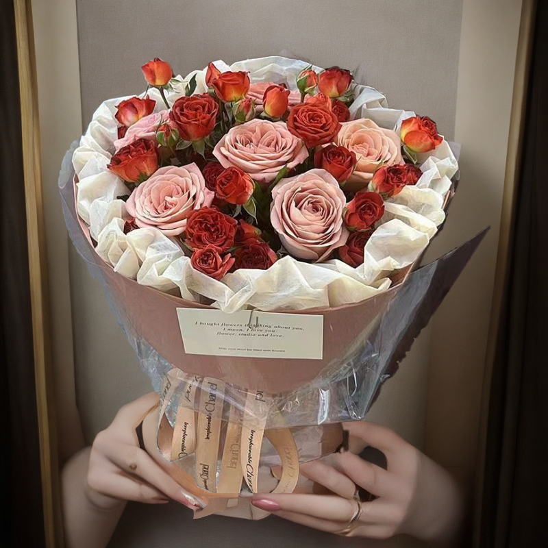 同城送鲜花卡布奇诺花束全国同城配送鲜花速递送朋友送老公送闺蜜