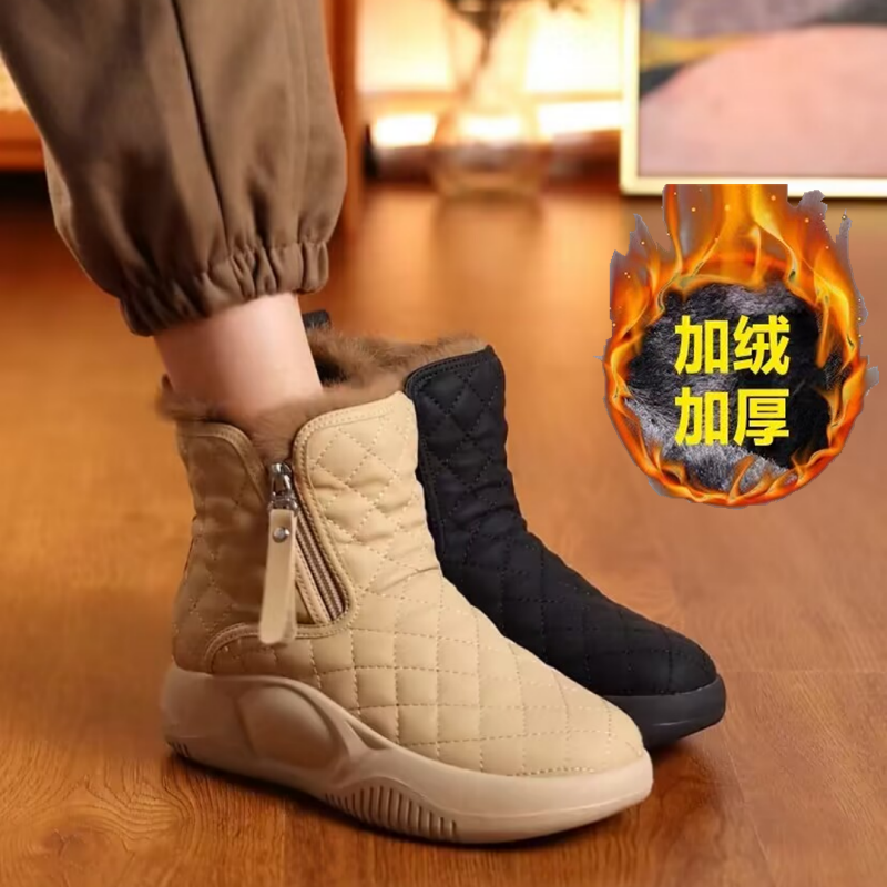 新款牌35-43码皮毛一体雪地靴41加绒加厚底棉靴保暖妈妈棉鞋