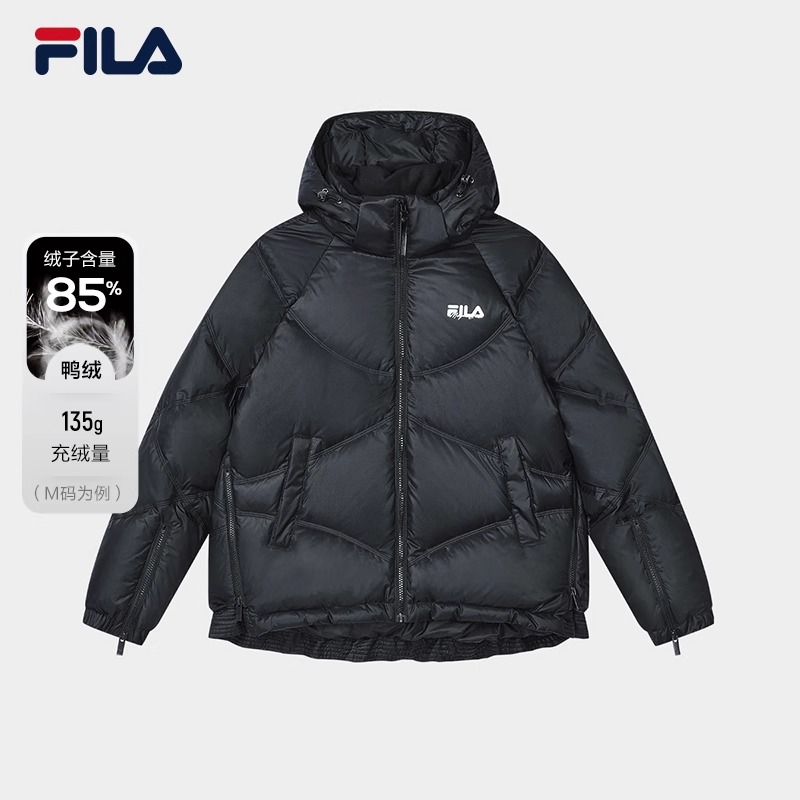 Fila/斐乐女士羽绒服2023冬季简约宽松保暖连帽外套F11W349923