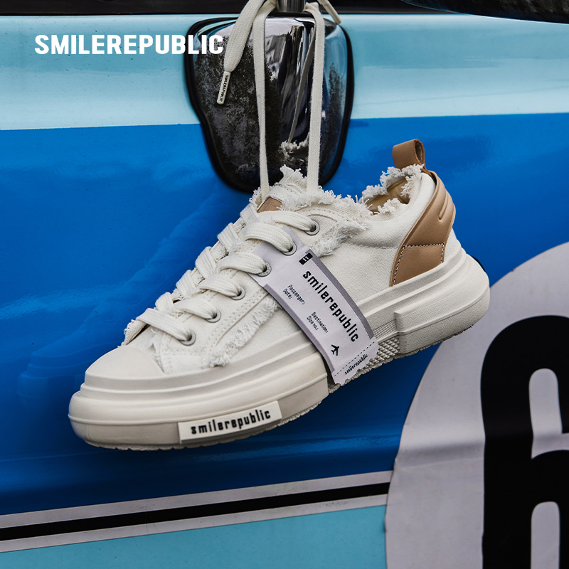 【徐艺洋同款】SMILEREPUBLIC潮流70S 经典白松糕帆布鞋休闲板鞋