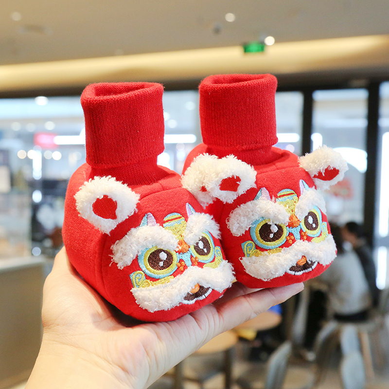 宝宝老虎步前鞋秋冬虎头棉鞋小婴儿1周岁男加绒防滑一岁学步鞋子