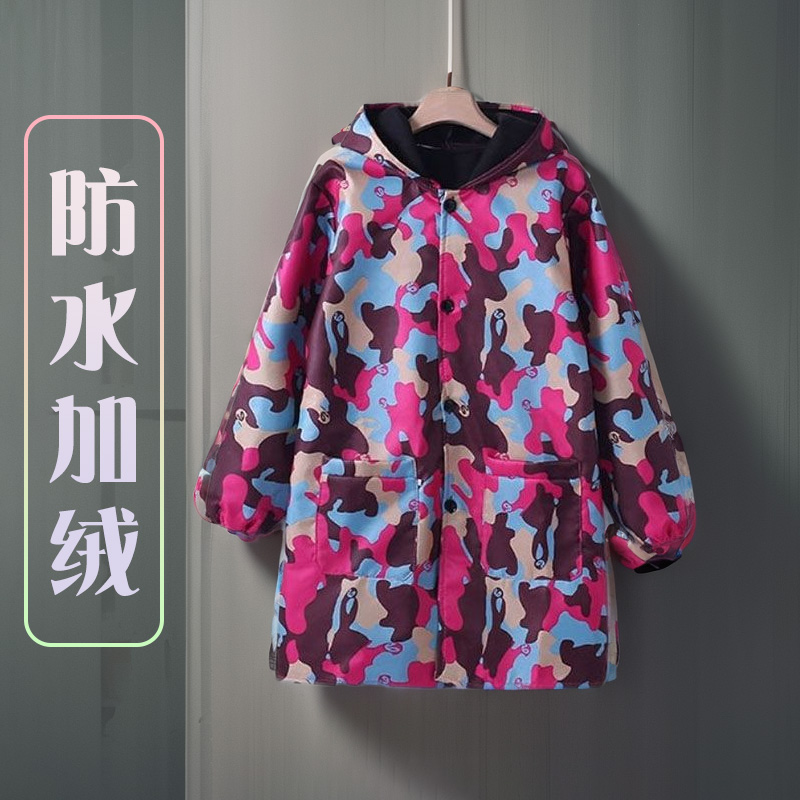 外穿罩衣加绒加厚防水 成人女士145-150矮个子干活穿的网红工作服