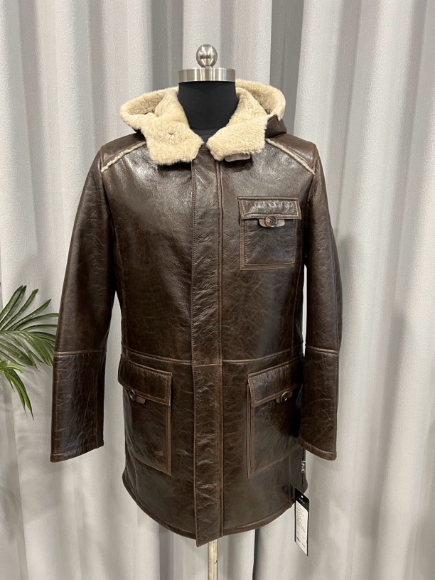 男士皮毛一体中长款羊毛内胆保暖外套