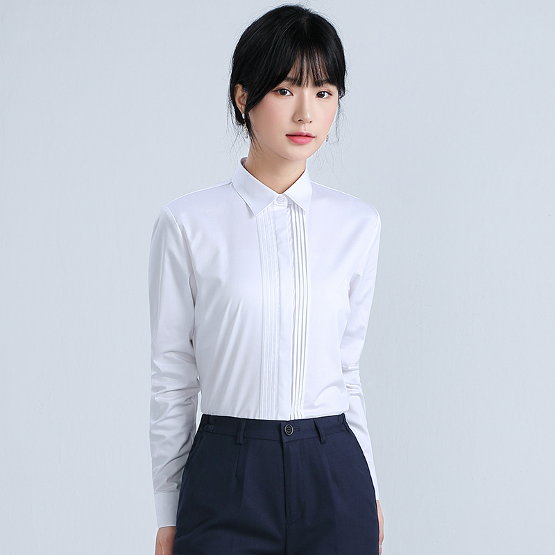 白色长袖衬衫女设计感女士职业正装白衬衣内搭气质上衣秋季工作服
