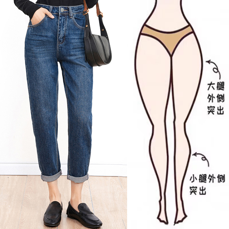 大码弹力牛仔裤女梨形胖mm女装裤子弹力显瘦百搭老爹裤宽松高腰