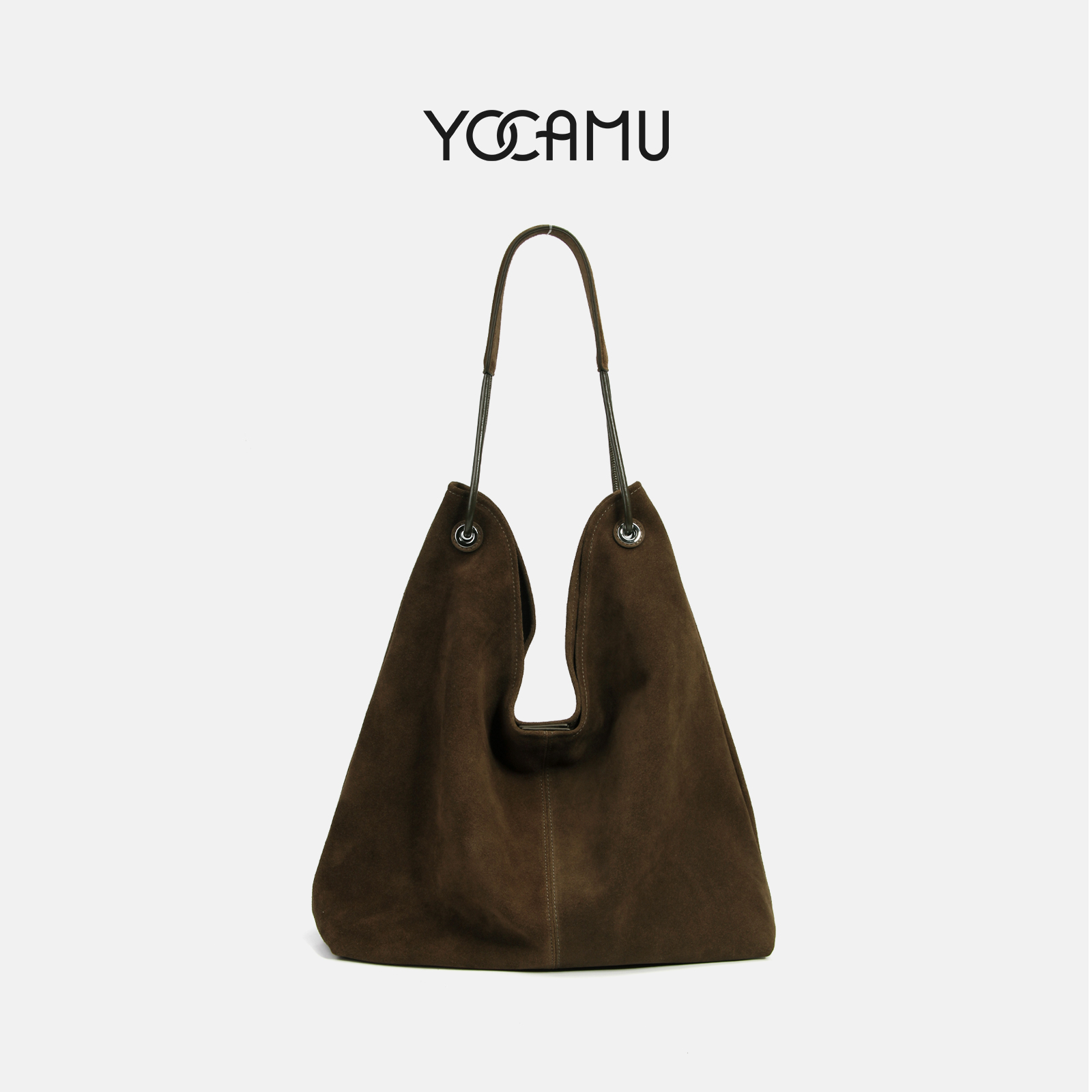 YOCAMU慵懒风麂皮托特包女大容量牛皮通勤单肩hobo新款大包松弛感