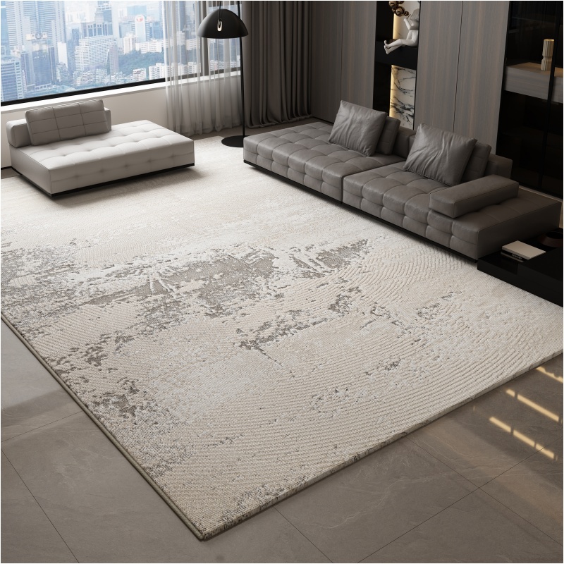 代简约轻奢高级地毯客厅地垫北欧ins风极简黑白灰耐脏抗菌素色