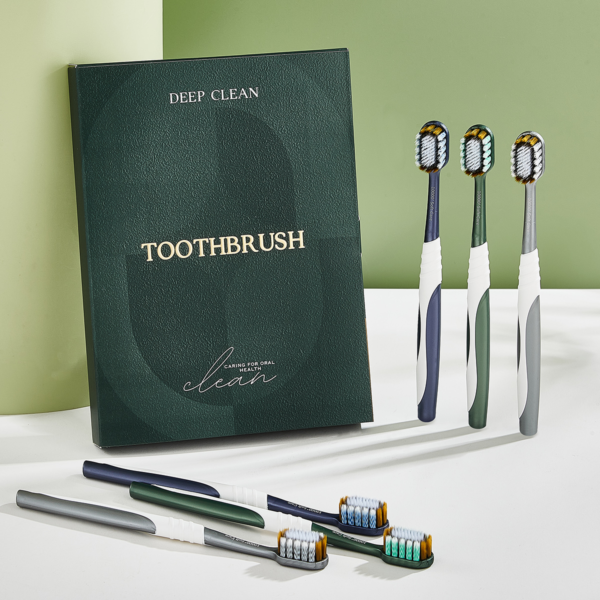 卡斯丽【6支礼盒装】山型植毛约百孔宽头软毛牙刷家用柔软螺旋刷毛