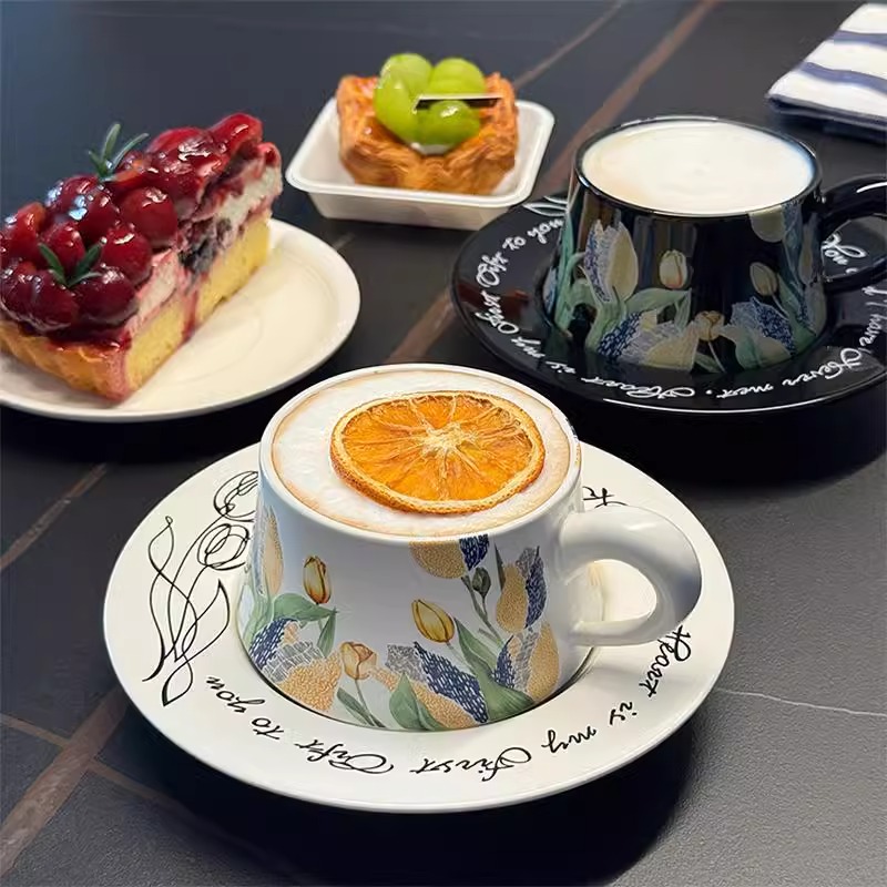 咖啡杯碟套装小众办公室高档陶瓷杯情侣对杯送女生闺蜜结婚伴手礼