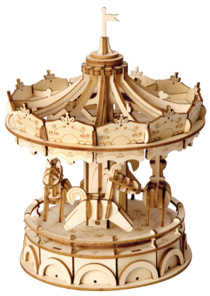 旋转木马木质拼装模型