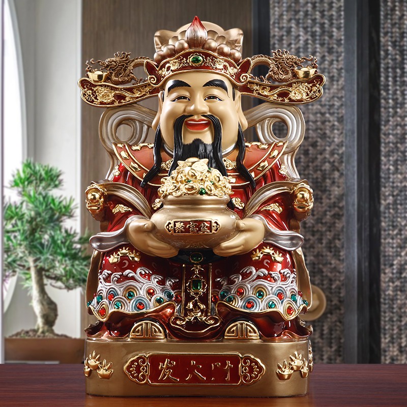大号黄铜创意财神爷元宝财神文财神办公室店铺开业摆件财神爷铜像