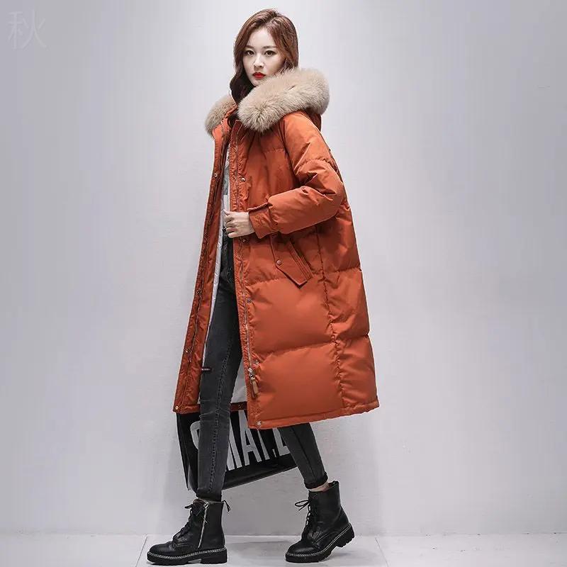 2023新款2023新款冬季大毛领加厚韩版羽绒服女中长款宽松时尚爆