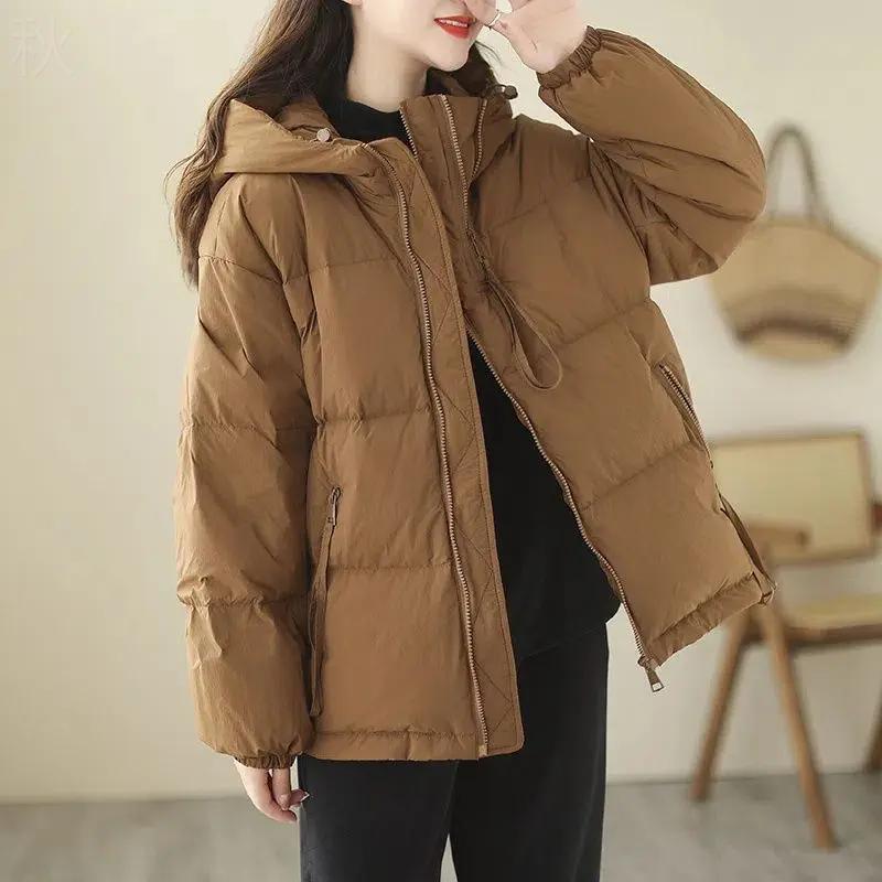 秋季羽绒服女2023新款冬季羽绒服衣韩版短款宽松连帽加厚羽