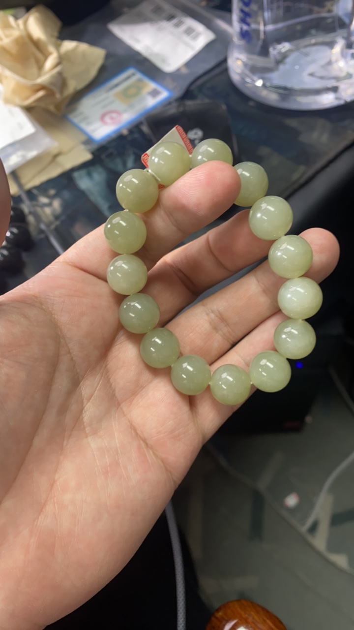 和田玉青海料卡14手串多样性发货