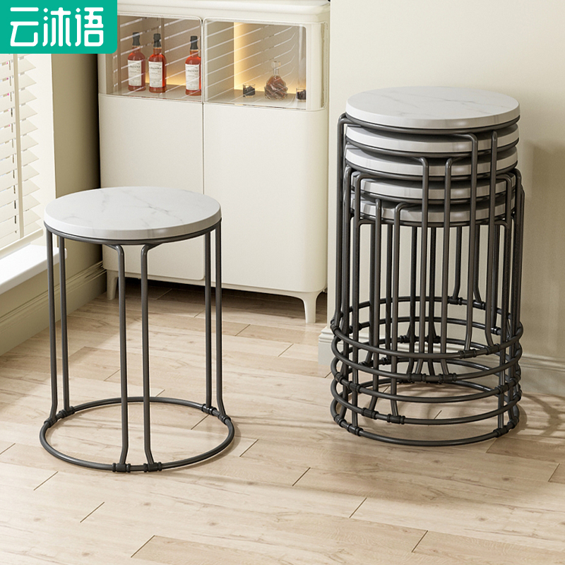云沐语凳子可叠放圆凳家用加厚餐凳简易备用凳子商用铁艺凳子收纳