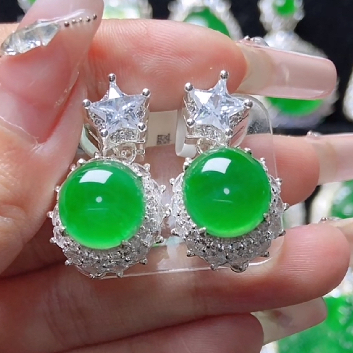 天然A货翡翠耳饰