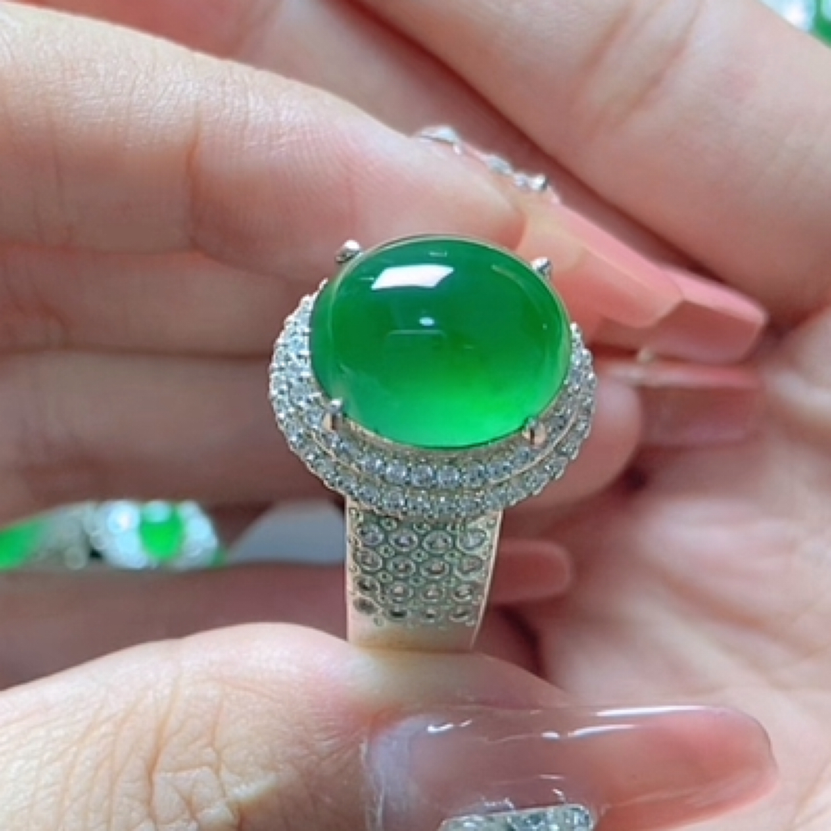 天然A货翡翠戒指