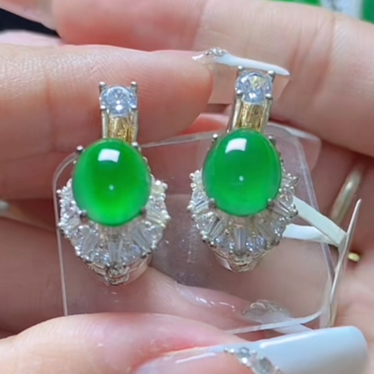 天然A货翡翠耳饰