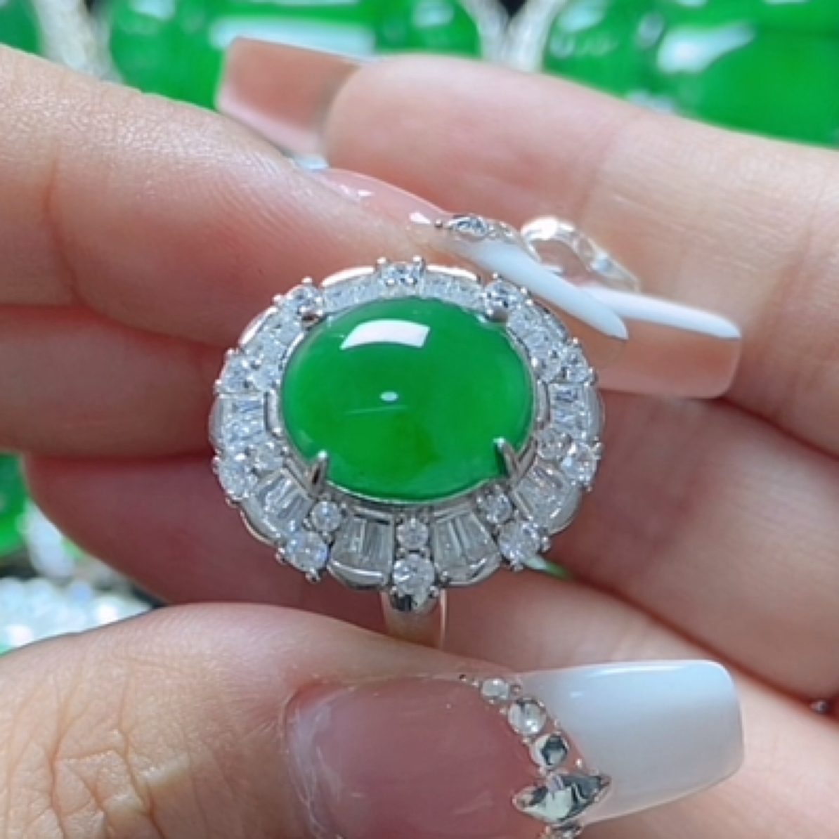 天然A货翡翠戒指