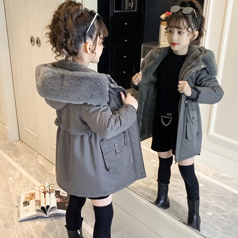 女童棉服冬装2023新款儿童洋气加绒加厚派克服女大童棉衣舒适外套