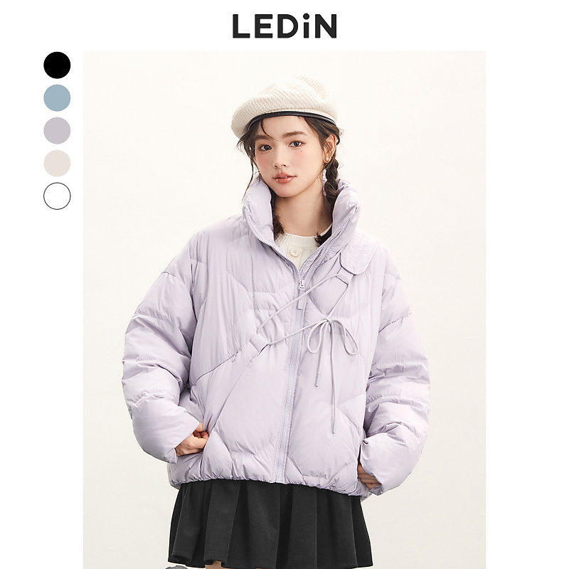 【防寒】乐町装饰系绳羽绒服23冬季新款短款羽绒白鸭绒C5ACC4903