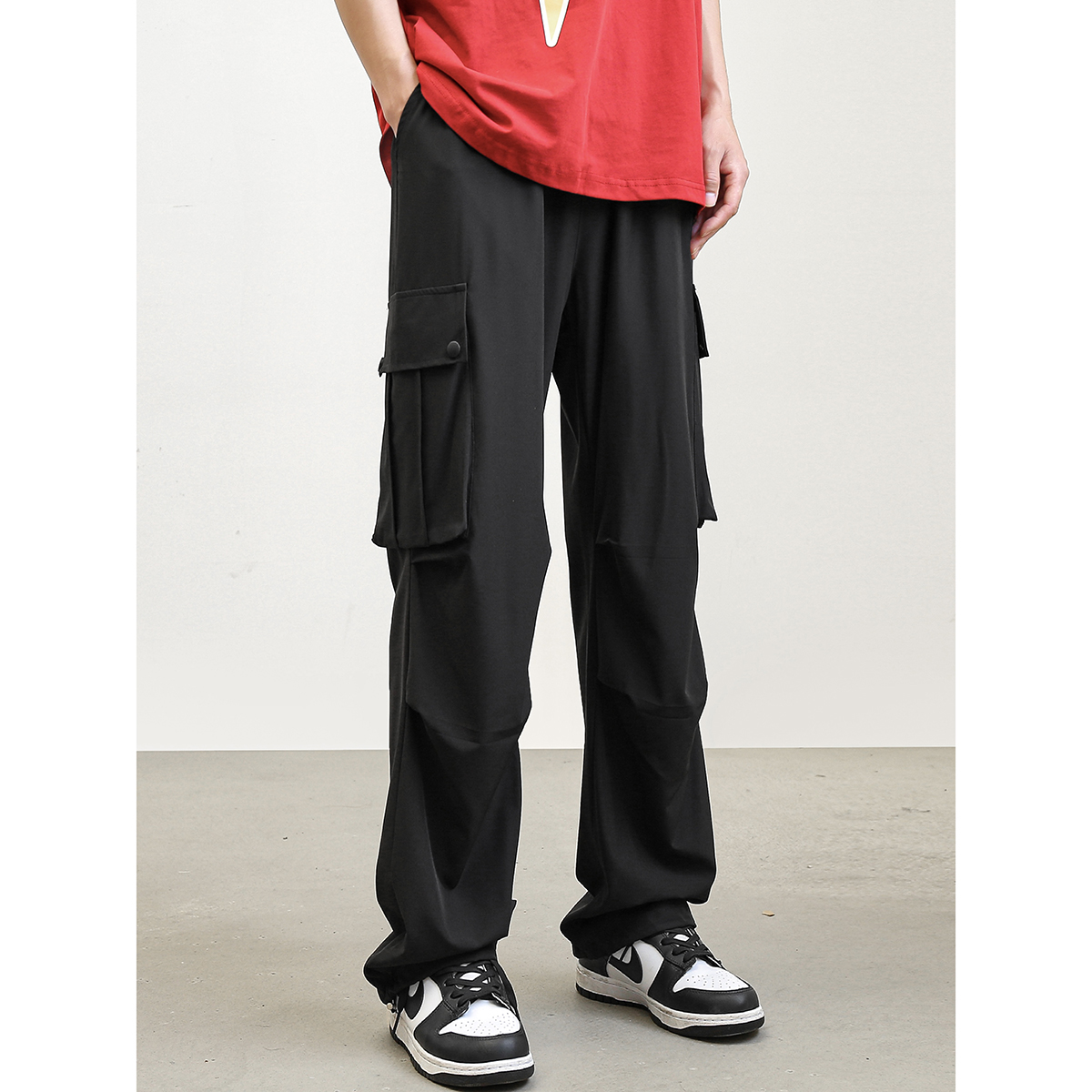 垂顺运动速干休闲工装裤显瘦百搭伞兵裤阔腿抽绳薄款机能裤春秋