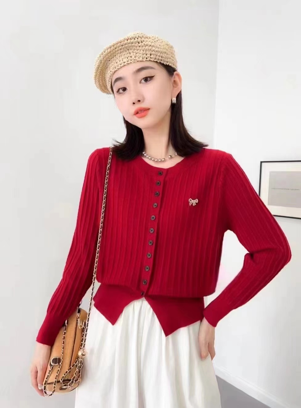 2024新款女针织毛衣内搭2024年新款薄款百搭纯色中领上衣打底衫