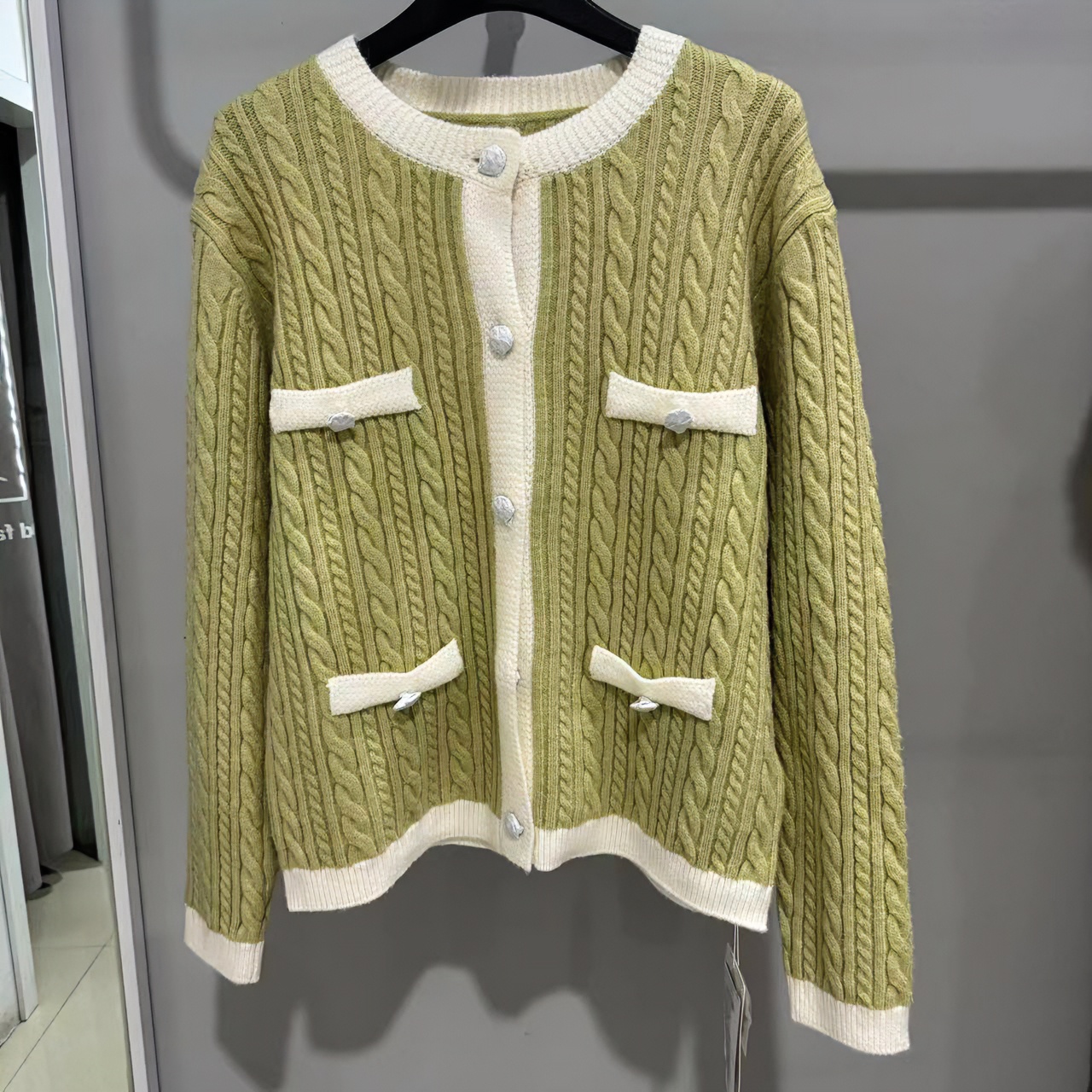 【VV FUSHI】M23104067长袖针织衫小香风气质时尚圆领春季开衫外套