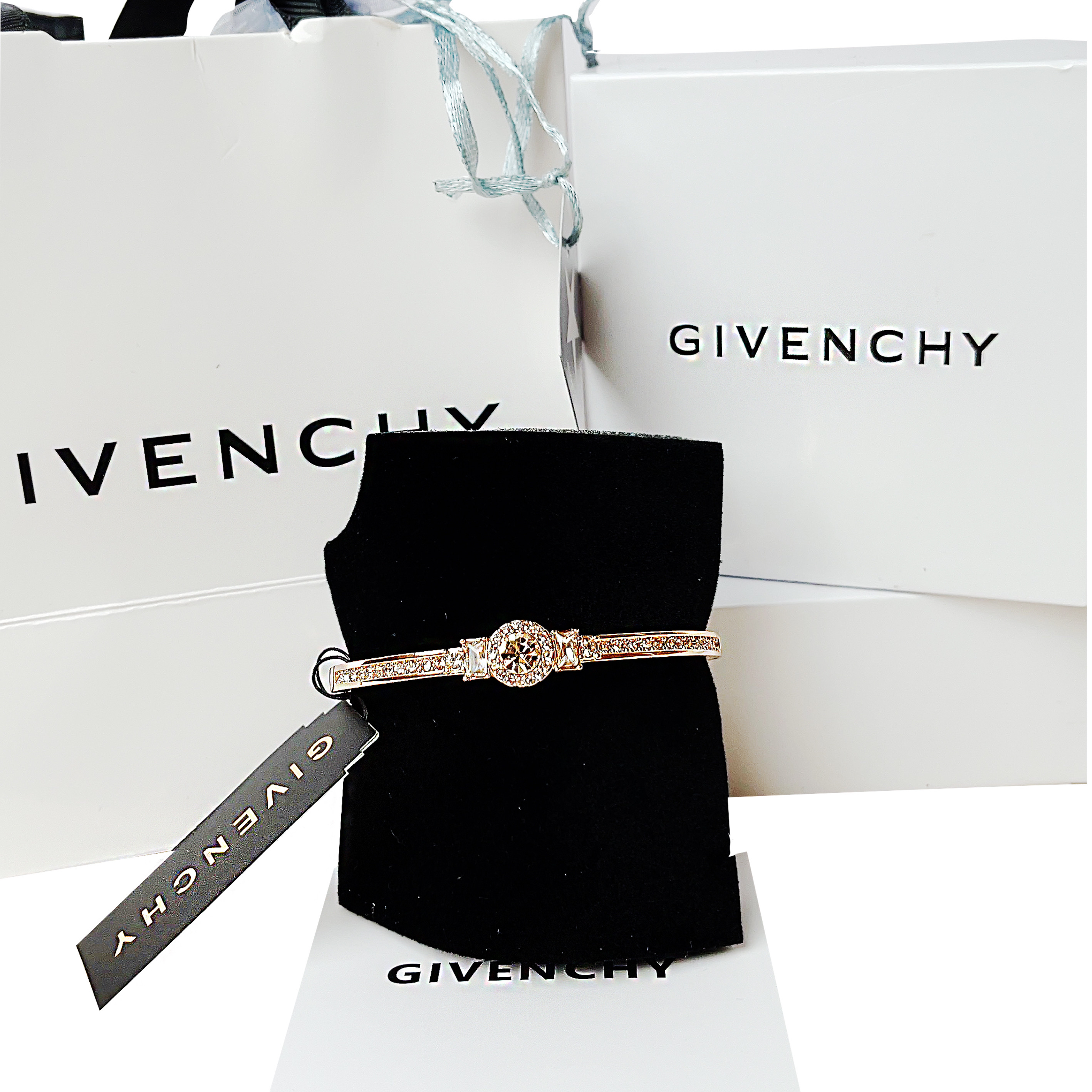 合金手镯 全新未使用正品纪梵希Givenchy玫瑰金色手镯镶嵌大全套