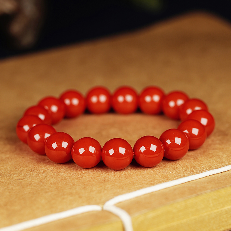 AAA云南 高端 满色满肉 锦红玛瑙12mm亮光 天然手串