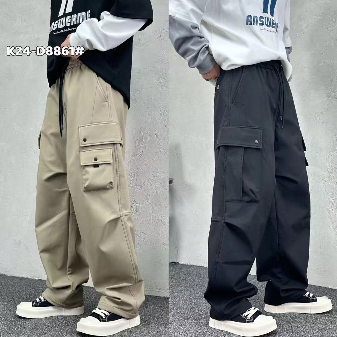 2024秋冬新款美式工装裤男女同款加绒直筒休闲阔腿裤子ins8861