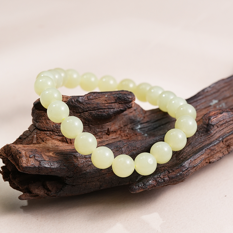 新疆和田玉若羌黄口卡8-7手串发一件 鑫浩矿业