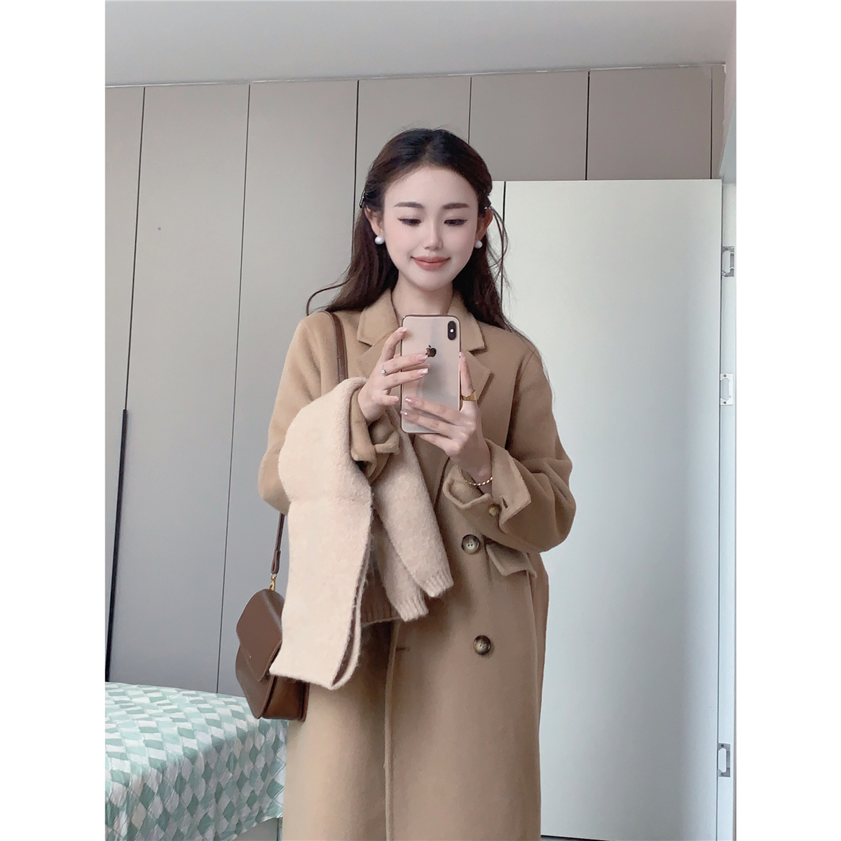 冬日爱丁堡小小家小个子小码双面手工羊毛大衣正肩中长款秋冬外套