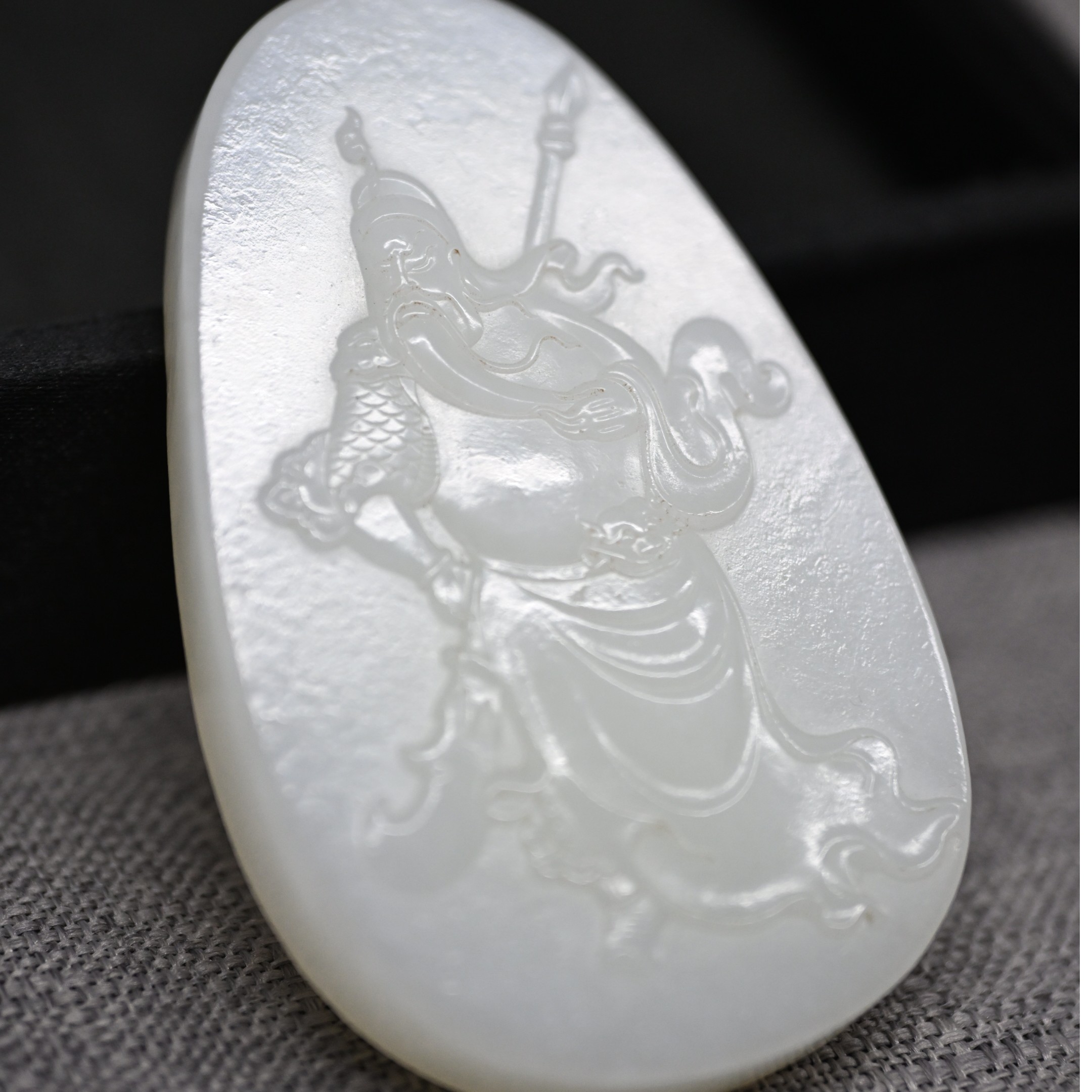 【孔府】天然和田玉关公吊坠