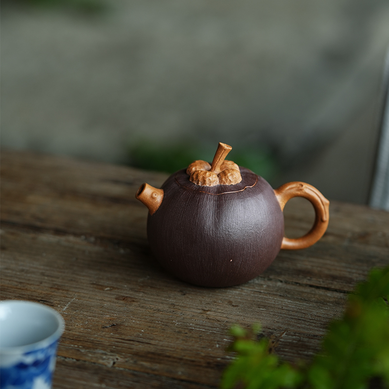  宜兴紫砂壶原矿手工文人泡茶壶功夫茶具段泥山竹壶120cc